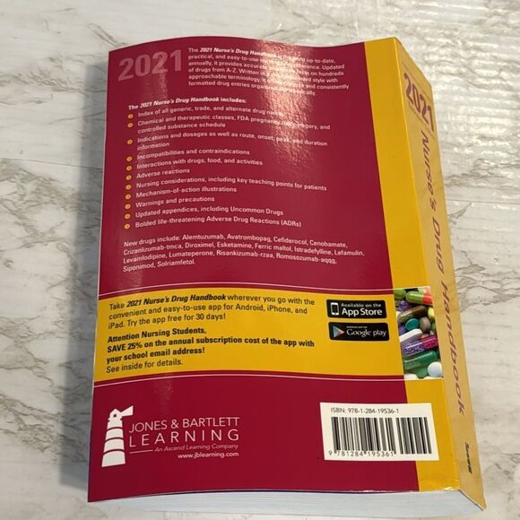 Nurse’s drug handbook 2021 twentieth edition education book - Picture 5 of 6